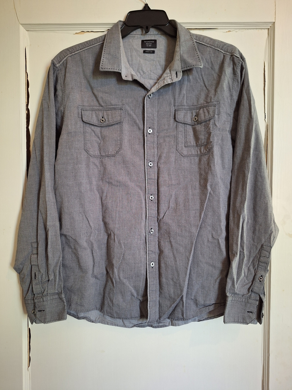 7 Diamonds Made Well Mens Shirt Small Diamond Pattern Blk/Gray Yoke Detail XL